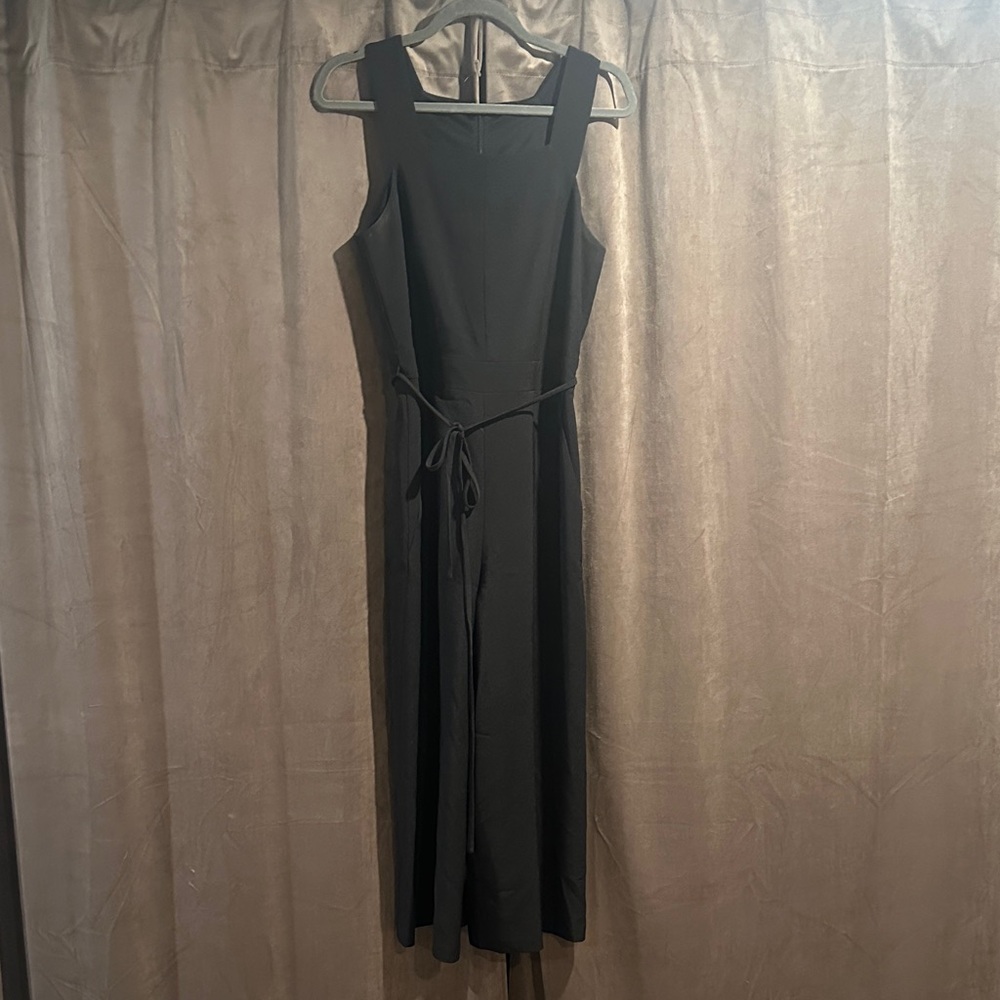 White House Black Market Black Cropped Jumpsuit with Square Neck